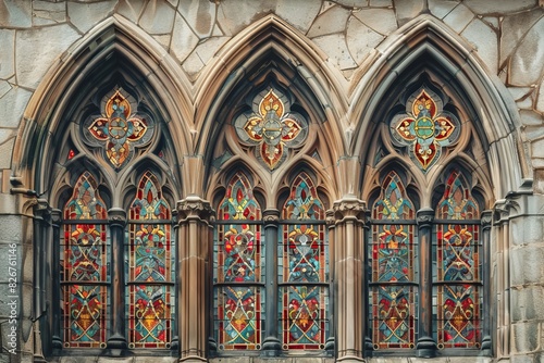 The stained glass window is very colorful and has a lot of detail