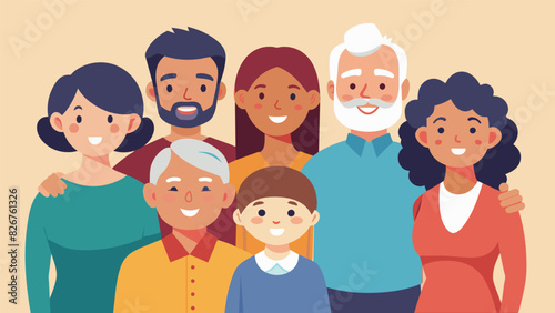 Three generations united in this multigenerational family portrait each generation bringing their own unique joy and strength.. Vector illustration