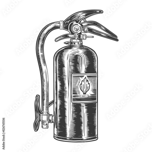 Fire Extinguisher full with engraving style black color only