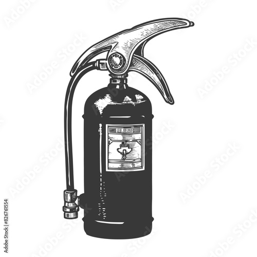 Fire Extinguisher full with engraving style black color only