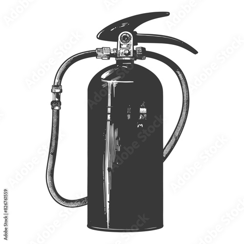 Fire Extinguisher full with engraving style black color only