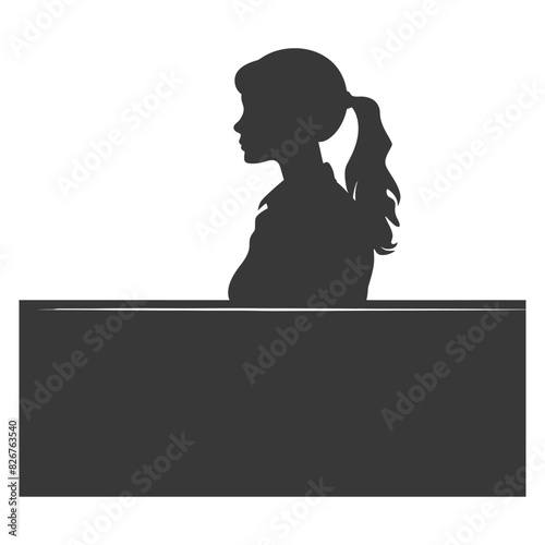Silhouette receptionist in action full body black color only