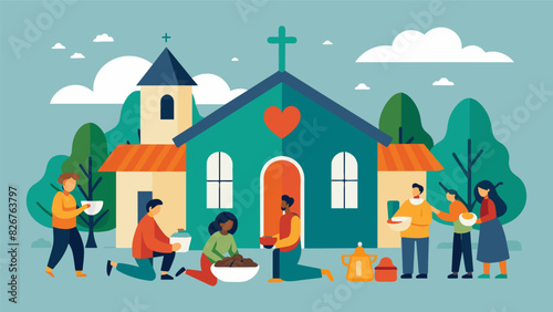 The churchrun homeless shelter not only provides physical nourishment for its residents but also a sense of hope and belonging in their time of need.. Vector illustration