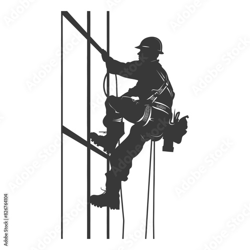 Silhouette Skyscraper window cleaner in action black color only
