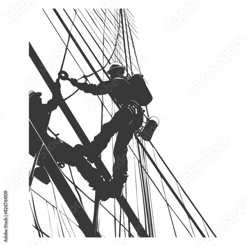 Silhouette Skyscraper window cleaner in action black color only