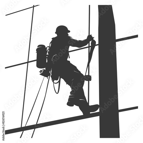 Silhouette Skyscraper window cleaner in action black color only