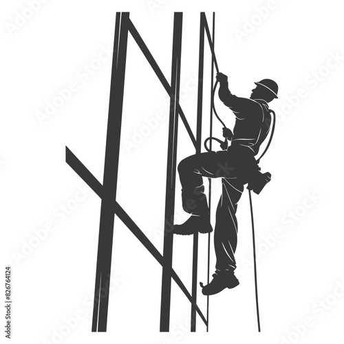 Silhouette Skyscraper window cleaner in action black color only