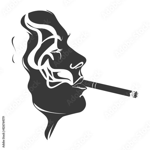 Silhouette Smoking cigarette black color only