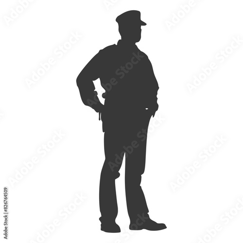 Silhouette taxi driver in action full body black color only