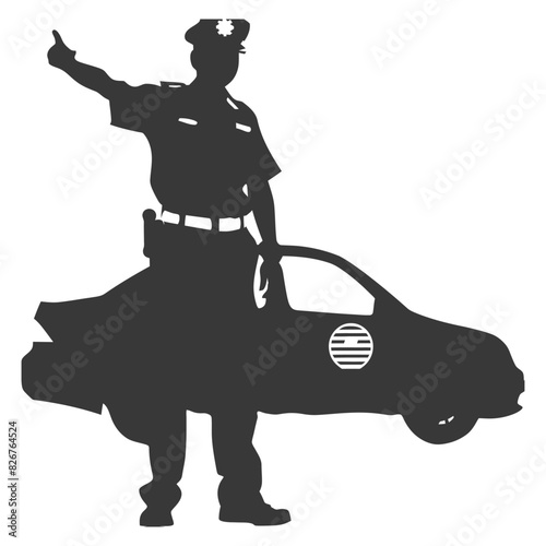 Silhouette taxi driver in action full body black color only