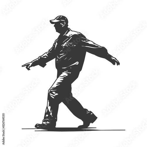 Silhouette taxi driver in action full body black color only