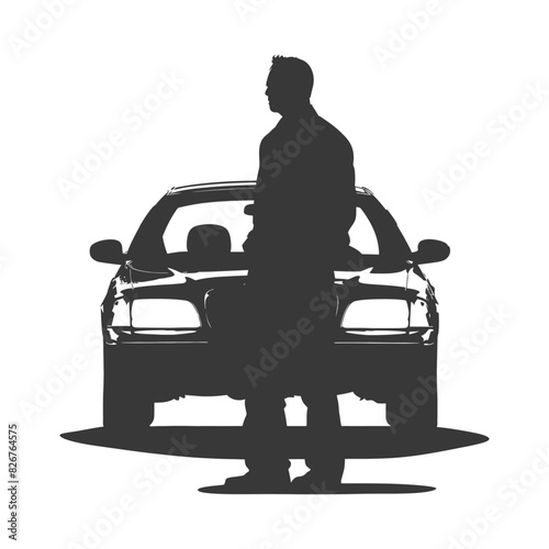 Silhouette taxi driver in action full body black color only