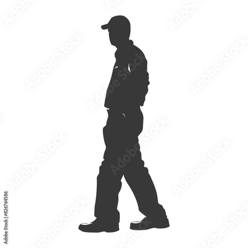 Silhouette taxi driver in action full body black color only