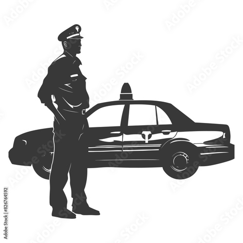Silhouette taxi driver in action full body black color only