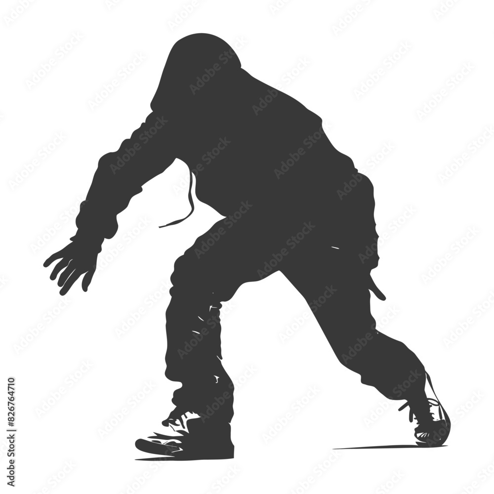 Fototapeta premium Silhouette thief in action full body black color only