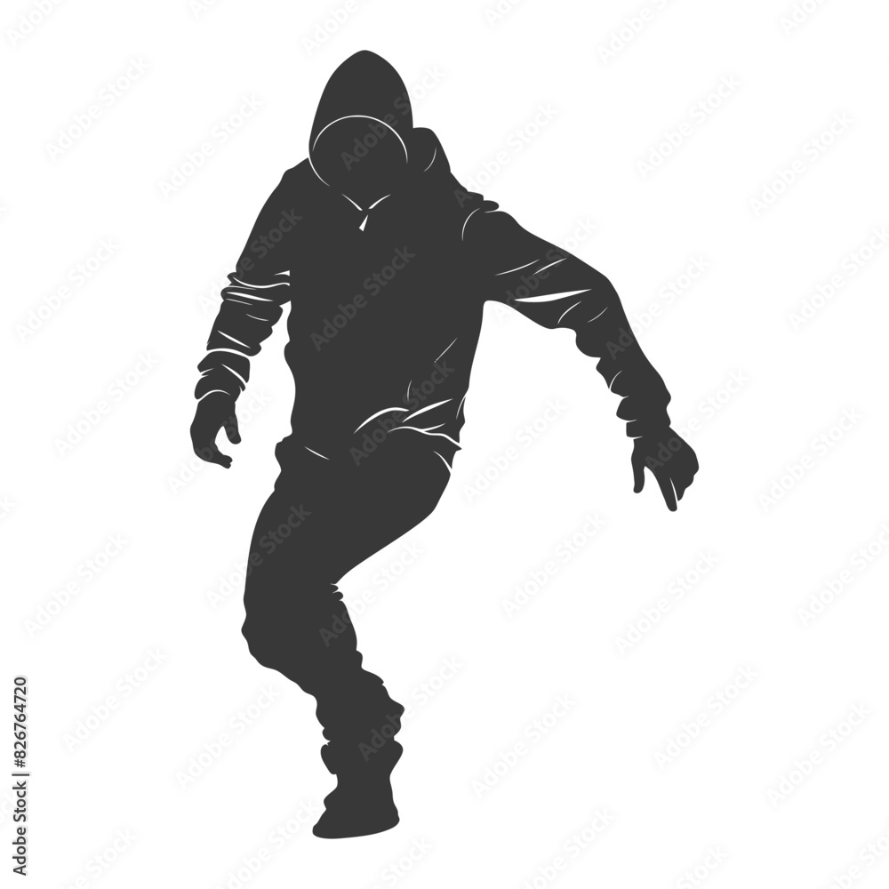 Silhouette thief in action full body black color only