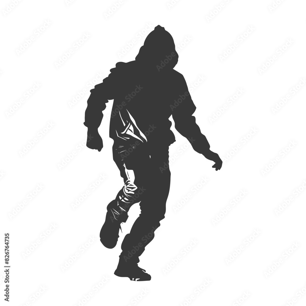 Fototapeta premium Silhouette thief in action full body black color only
