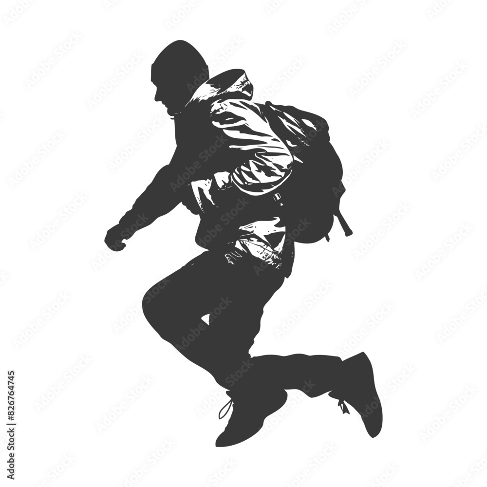 Silhouette thief in action full body black color only Silhouette thief in action full body black color only