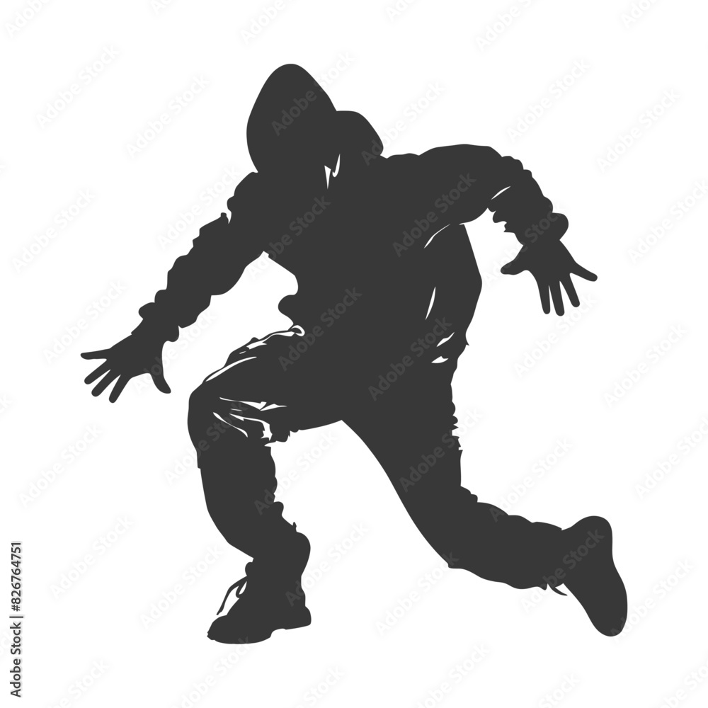 Silhouette thief in action full body black color only