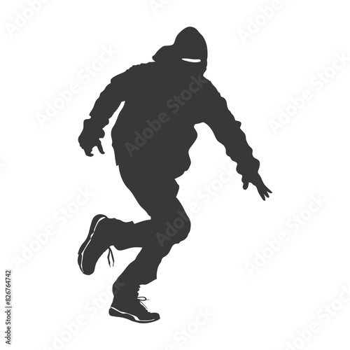 Silhouette thief in action full body black color only