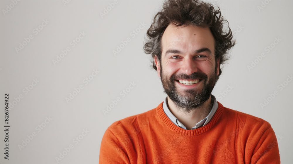 Happy and Confident Man in Sweater on White Background Happy and Confident Man in Sweater on White Background