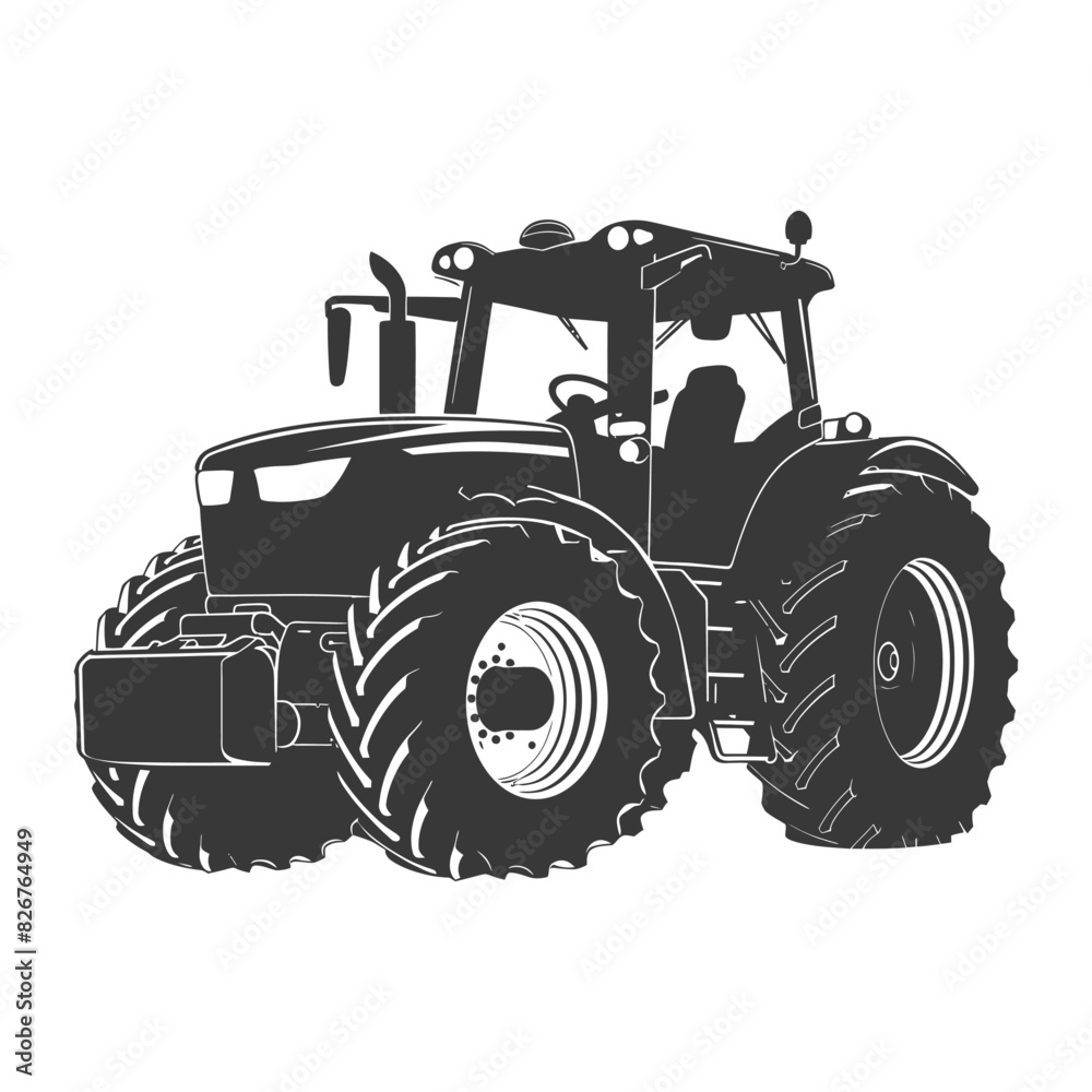 Obraz premium Silhouette tractor heavy equipment black color only