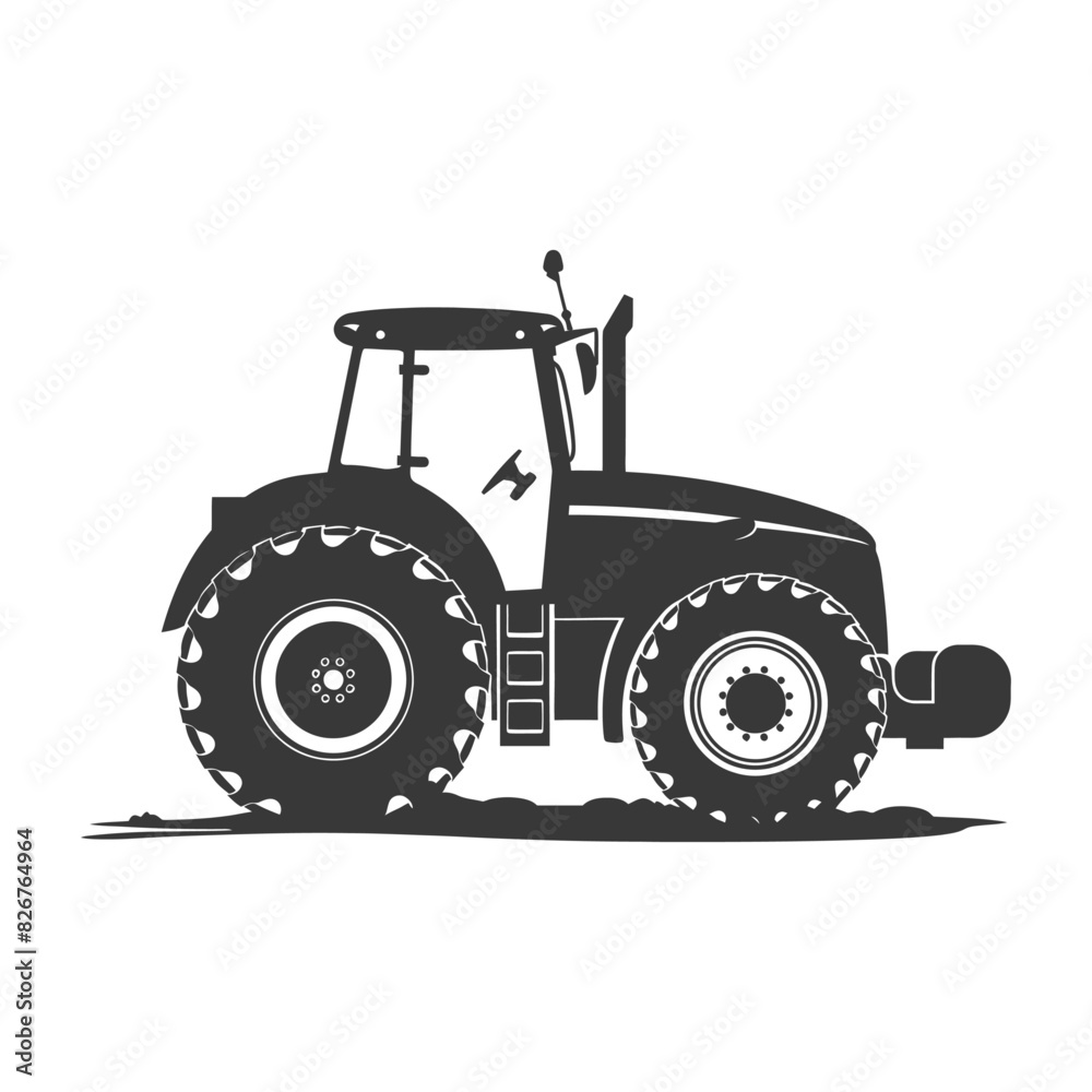 Obraz premium Silhouette tractor heavy equipment black color only