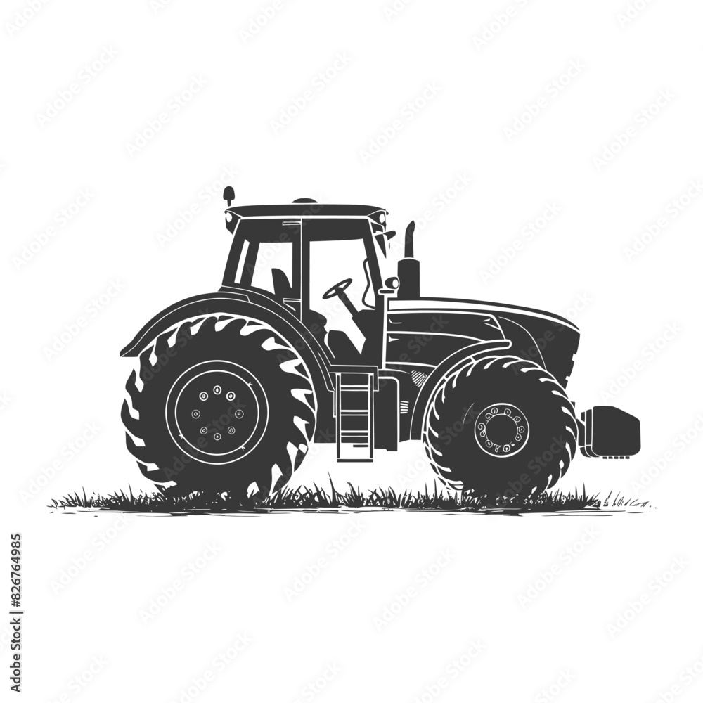 Obraz premium Silhouette tractor heavy equipment black color only