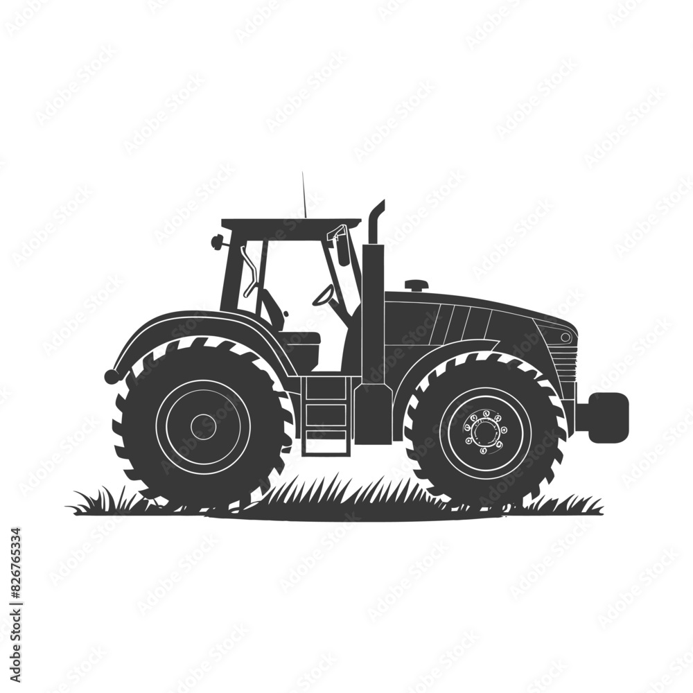 Silhouette tractor heavy equipment black color only