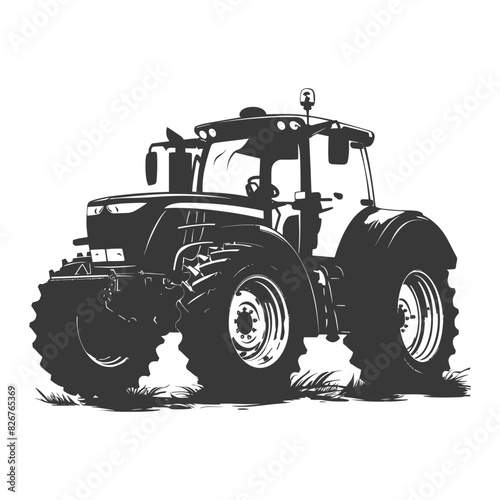 Silhouette tractor heavy equipment black color only