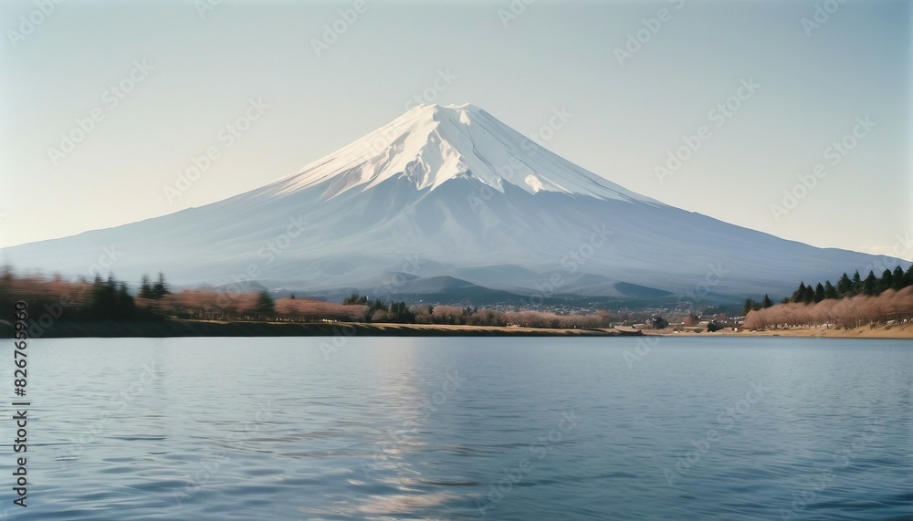 fuji mountain view from lake, long exposure
