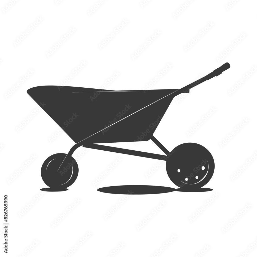 Silhouette wheelbarrow black color only Silhouette wheelbarrow black color only