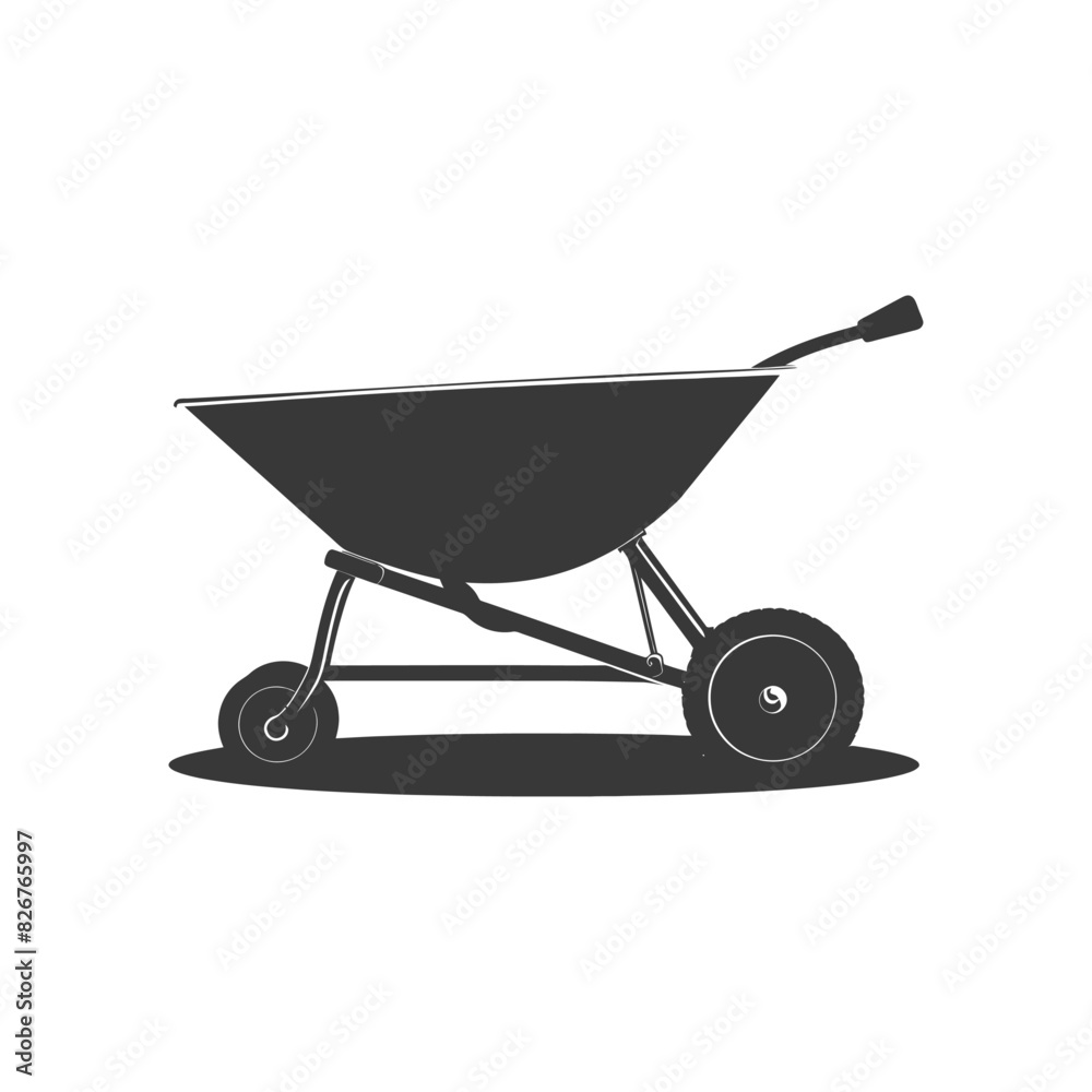Silhouette wheelbarrow black color only Silhouette wheelbarrow black color only