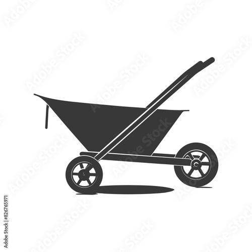 Silhouette wheelbarrow black color only