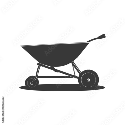 Silhouette wheelbarrow black color only
