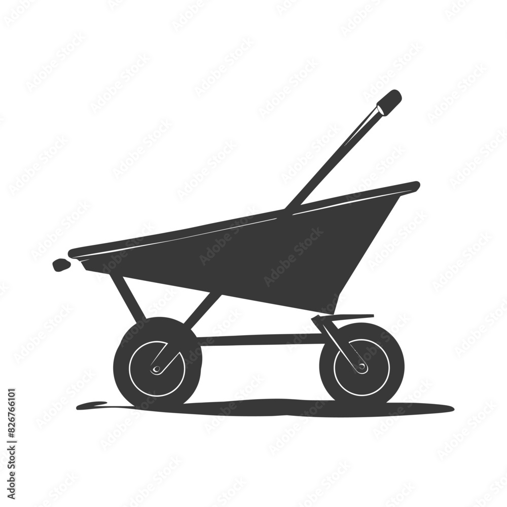 Silhouette wheelbarrow black color only Silhouette wheelbarrow black color only