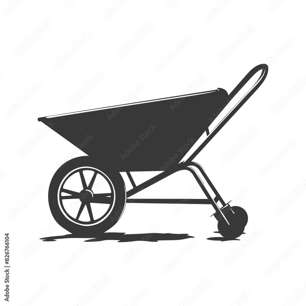 Silhouette wheelbarrow black color only Silhouette wheelbarrow black color only