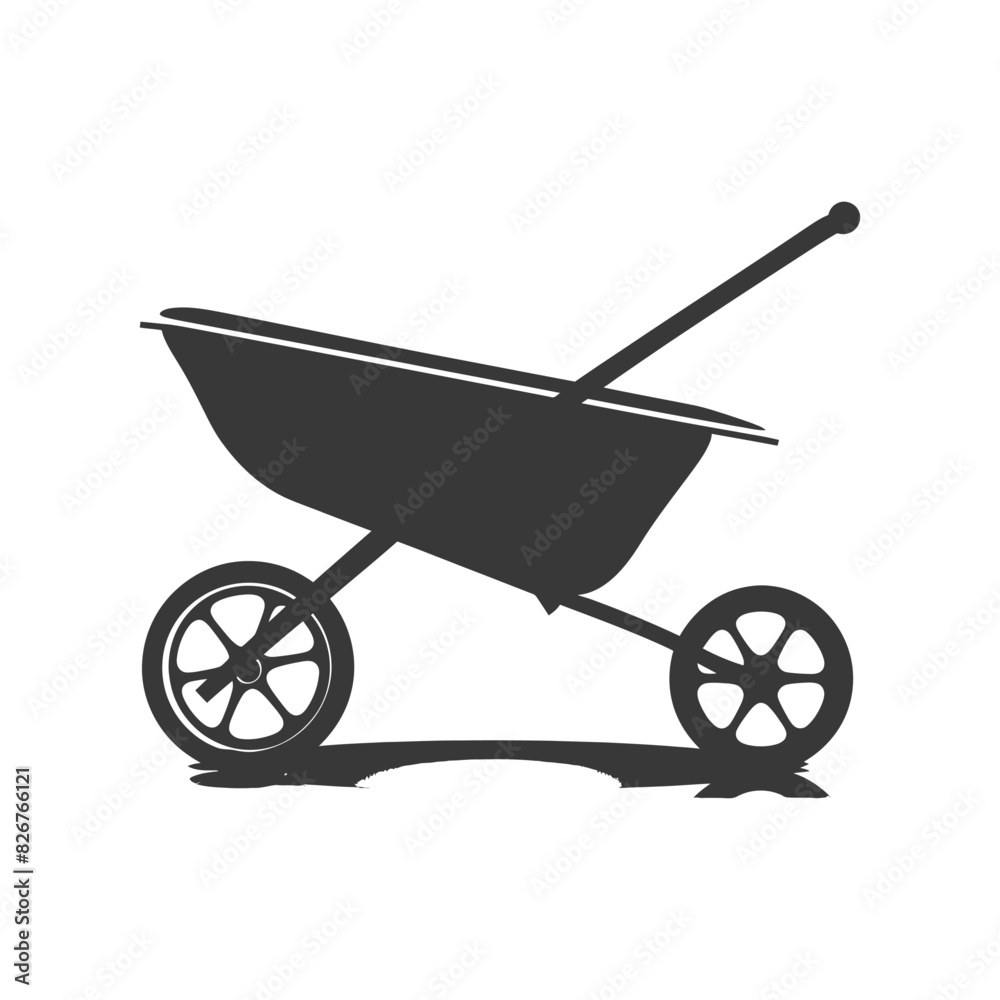 Silhouette wheelbarrow black color only Silhouette wheelbarrow black color only