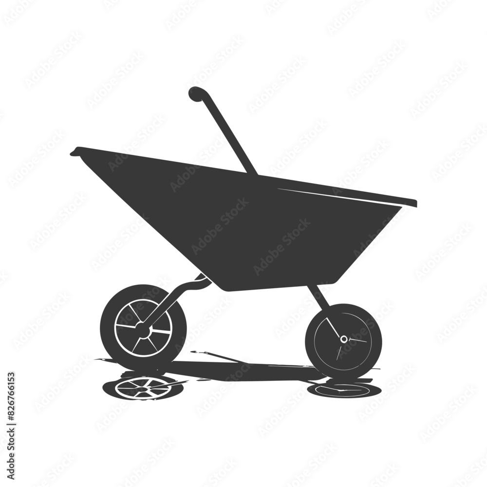 Silhouette wheelbarrow black color only Silhouette wheelbarrow black color only