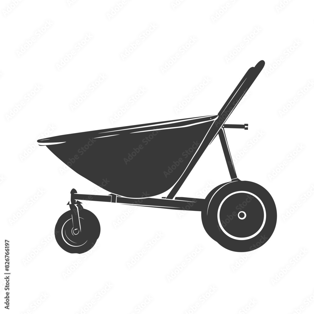 Silhouette wheelbarrow black color only Silhouette wheelbarrow black color only