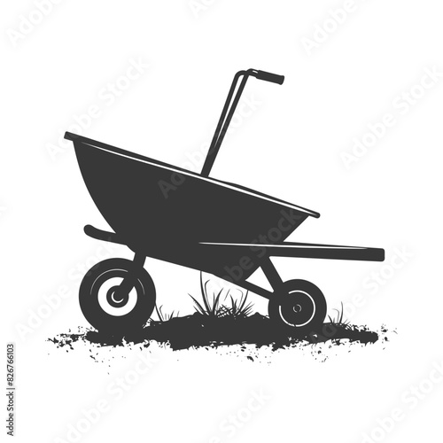 Silhouette wheelbarrow black color only
