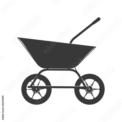 Silhouette wheelbarrow black color only
