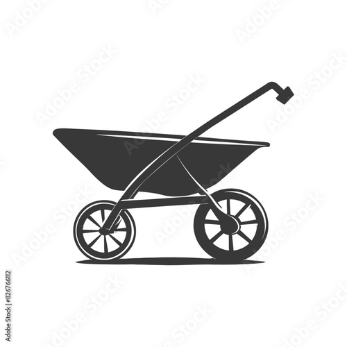 Silhouette wheelbarrow black color only