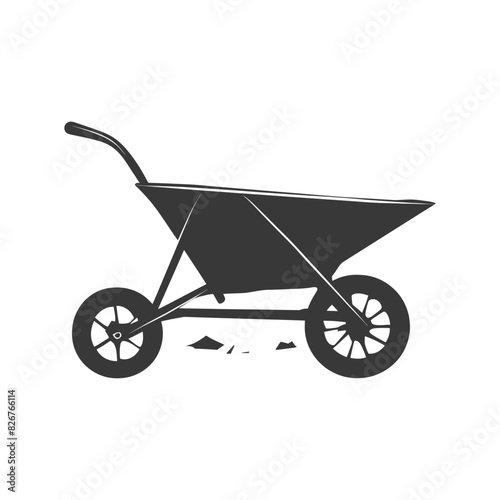 Silhouette wheelbarrow black color only