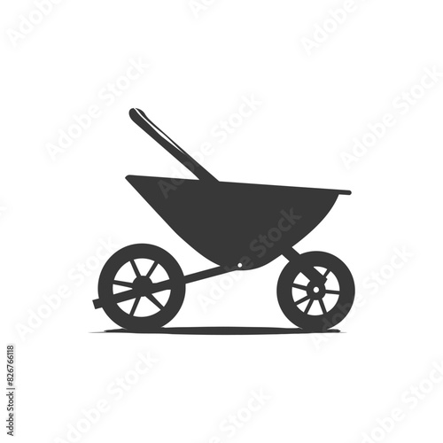 Silhouette wheelbarrow black color only
