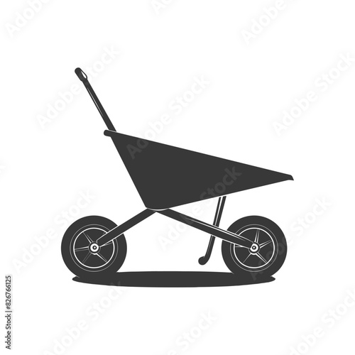 Silhouette wheelbarrow black color only