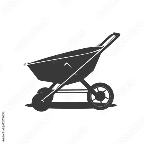 Silhouette wheelbarrow black color only