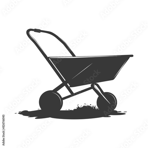 Silhouette wheelbarrow black color only