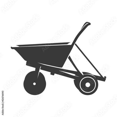 Silhouette wheelbarrow black color only