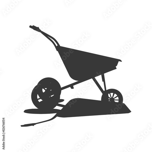 Silhouette wheelbarrow black color only